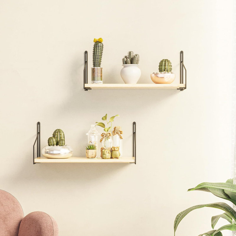 2-Piece Solid Wood Wall Shelf Set