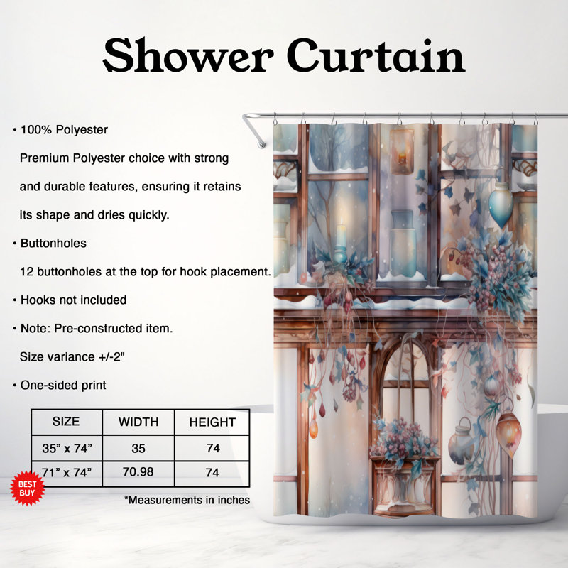 Christmas Decorations - Rideau de douche Premium, H 74 po x l 71 po
