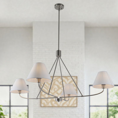 Lidia 4-Light Dimmable 47.2’’ W Classic/ Traditional Fabric Dining Room Chandelier