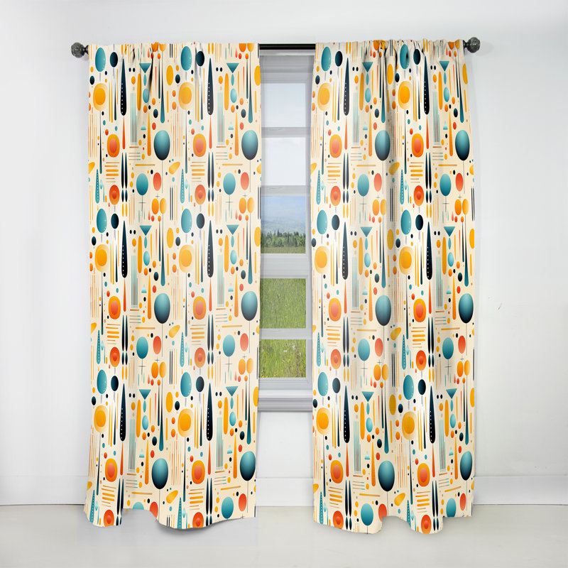 Motif géométrique multicolore Mid Century II - Rideau moderne - Velours obscurcissant - 1 panneau, L 52 po x L 95 po