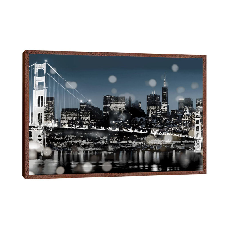 The City-San Francisco by Kate Carrigan - Print on Canvas, 66.04 cm H x 45.72 cm W, Classic Brown Wood Framed Canvas