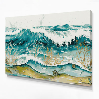 Art mural sur toile beige, "Nautical Beach"