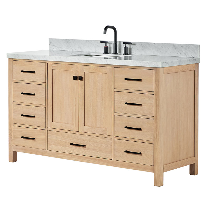 Ensemble de meuble-lavabo simple 61 po Cambridge, Forme rectangulaire, Chêne