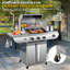 Electactic 3+1-Burner 34,000 BTU BBQ Grill - Stainless Steel, 56.5x41cm Area, Side Burner