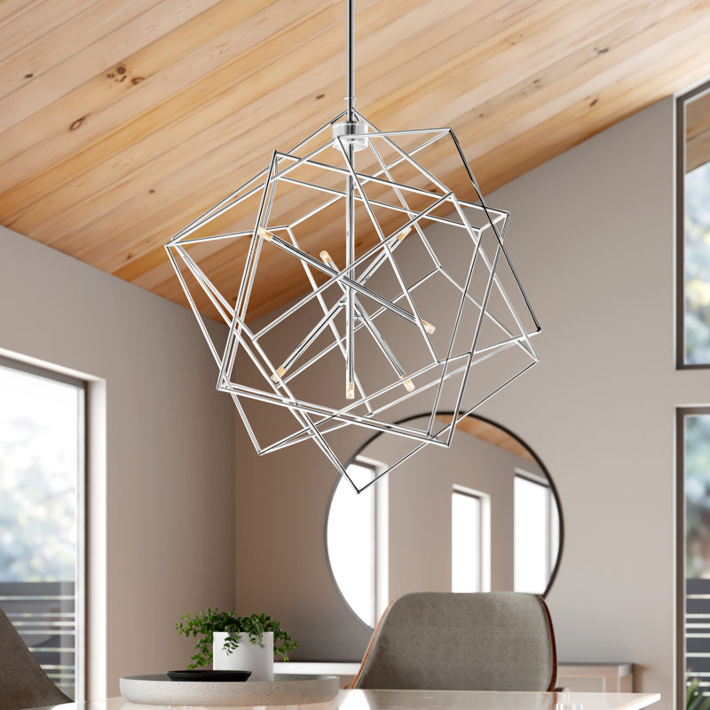 Ezo 7 - Light Geometric Chandelier, Chrome