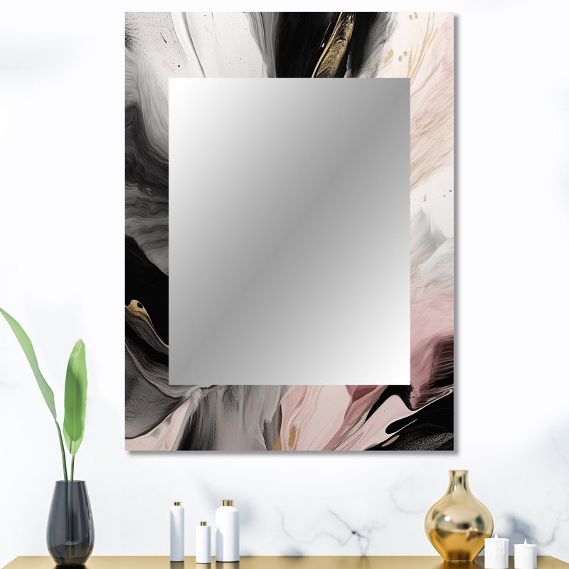 Rose et or fluide pierre - miroir mural décoratif en marbre, miroir moderne, impression d'art en métal, 40 po x 30 po