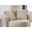 Chaise contemporaine crème / beige avec accoudoirs, matériau chenille, structure en bois massif, dossier coussiné, coussins décoratifs, l 49 po x l 38 po, pour espace de vie principal, 1 pièce, arrondie et rembourrée