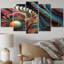 3D Fractal Universe In Retro Pastel - Fractals, reproduction sur toile - 5 panneaux