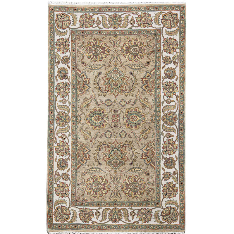Tapis ivoire et chameau de haute qualité noué à la main Trinity