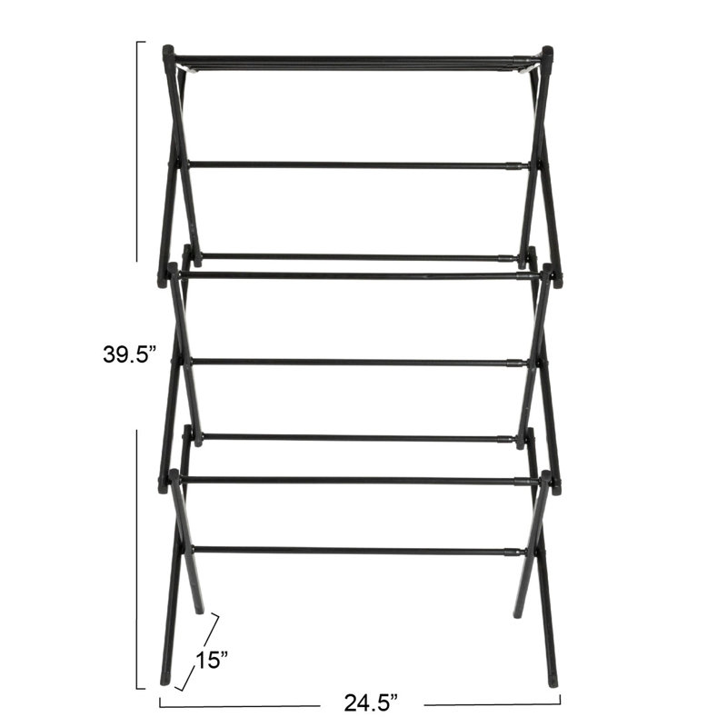 Black Expandable Folding Clothes Drying Rack with Steel Frame