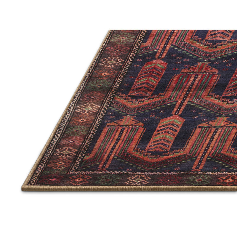 Tapis traditionnel violet / orange / brun, Rectangle 2 pi x 5 pi