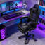 PU Leather Adjustable Gaming Chair, Ergonomic Desk Computer Chair with Headrest, Footrest and Lumbar Support-806468888