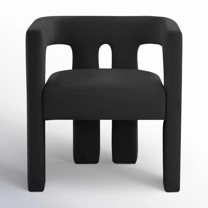 Yaleni Velvet Barrel Chair, Black Velvet