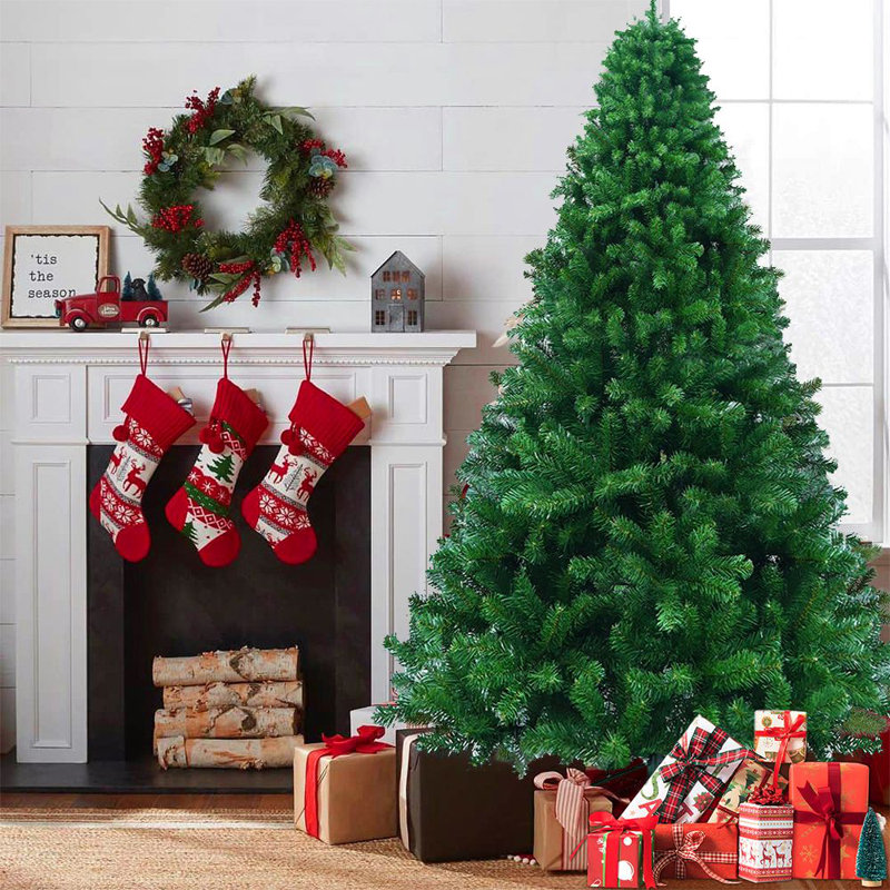 Arbre de Noël artificiel 7,5 pi, arbre de Noël avec 1200 pointes, support en métal et branches articulées, H 7,5 pi