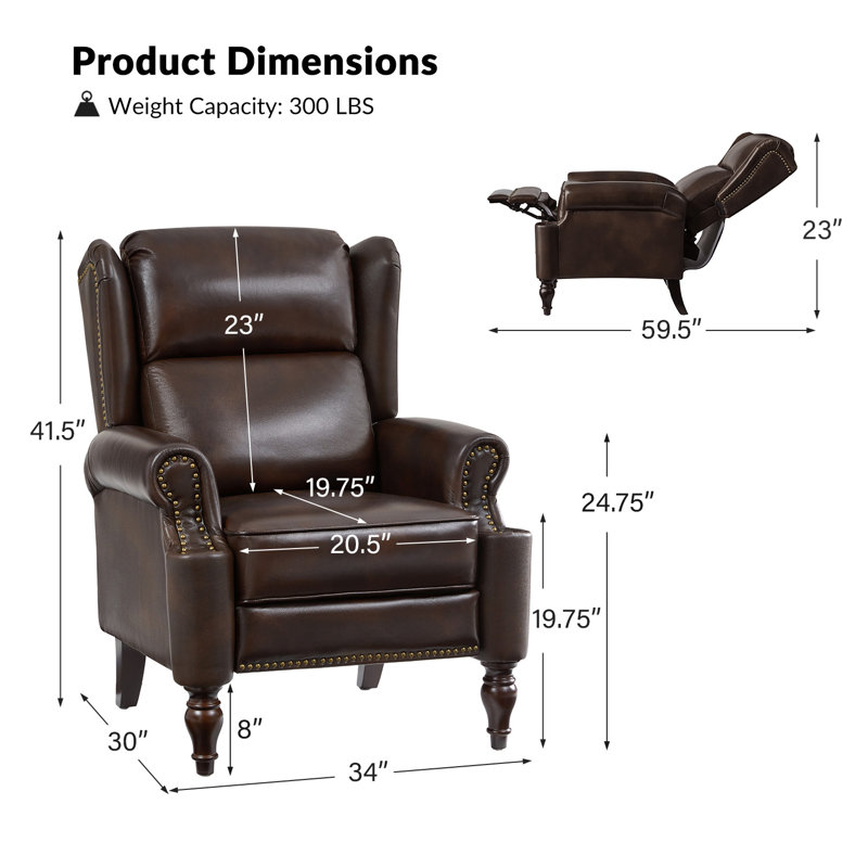 Fauteuil inclinable manuel Topi en cuir véritable Topi (ensemble de 2), Espresso