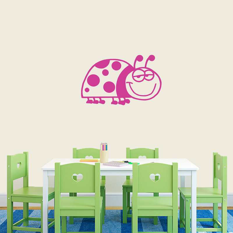 Décalcomanie murale dessin de coccinelle, Rose vif