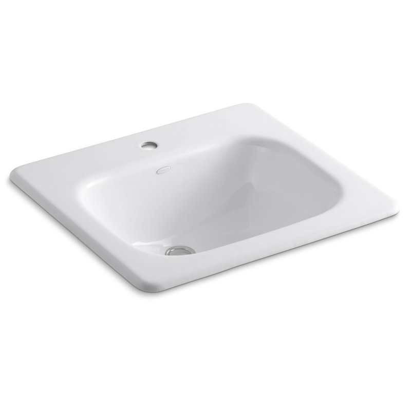 Tahoe Metal Rectangular Drop-In Bathroom Sink with Overflow, White, Single