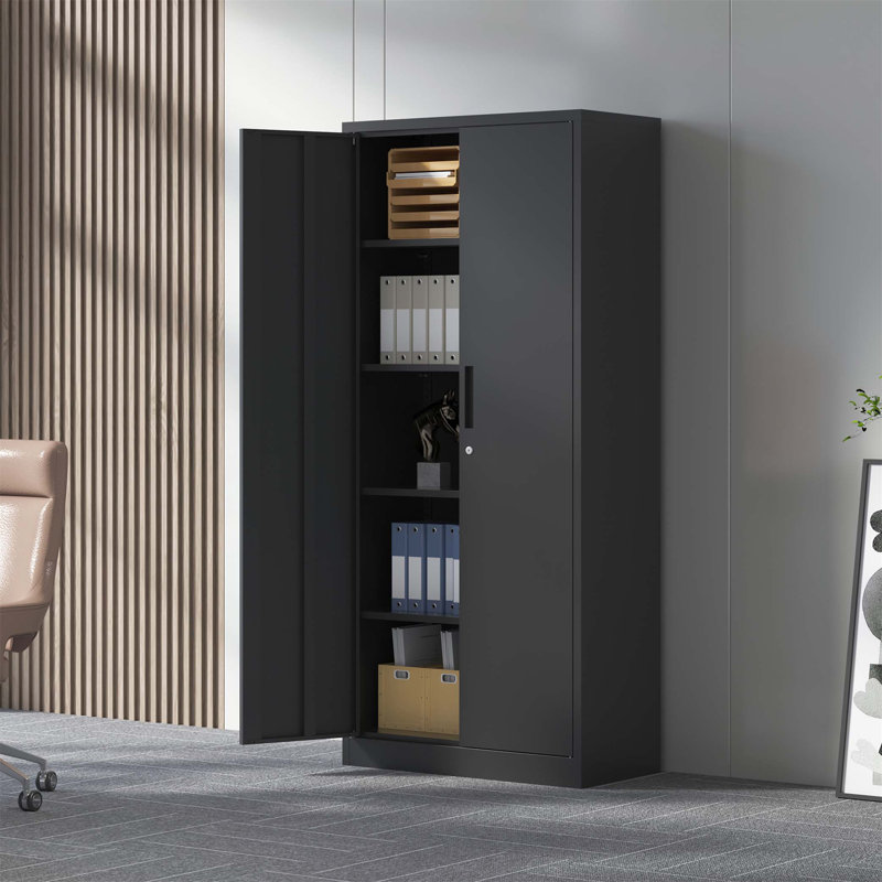 71 Inch Heavy-Duty Metal Garage Storage Cabinet with 4 Adjustable Shelves, Lockable Doors, and Durable Powder-Coated Finish for Organized Storage Solutions
