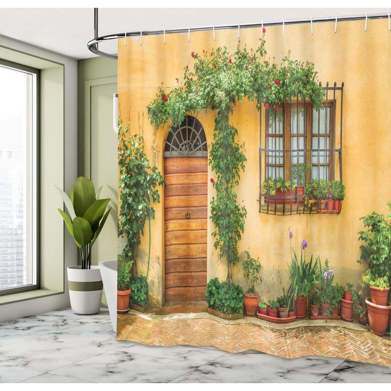 Mediterranean House Print Single Shower Curtain