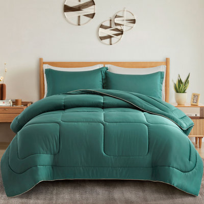 Peace Nest Microfiber 3 Piece Comforter Set In Green