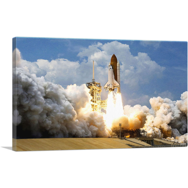 NASA Rocket Blasts off into Outer Space - Reproduction de photo sur toile tendue, H 26 po x l 40 po x P 0,75 po