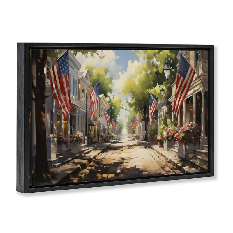  Toile flottante encadrée «American Flag» par Arlington Prints, Cadre flottant noir de jais, H 17 po x l 25 po