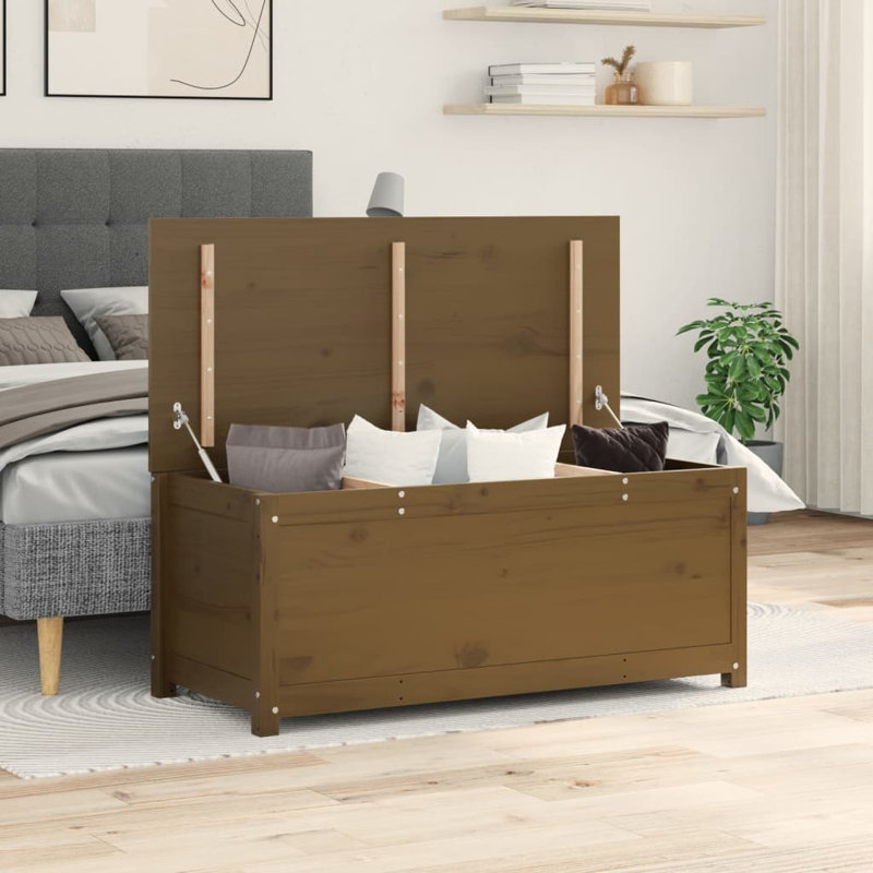 Amitabh Storage Box 110x50x45.5 cm Solid Wood Pine, Honey Brown