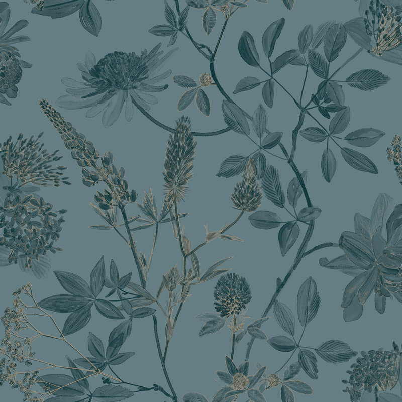 Papier peint branches botaniques, Vert foncé
