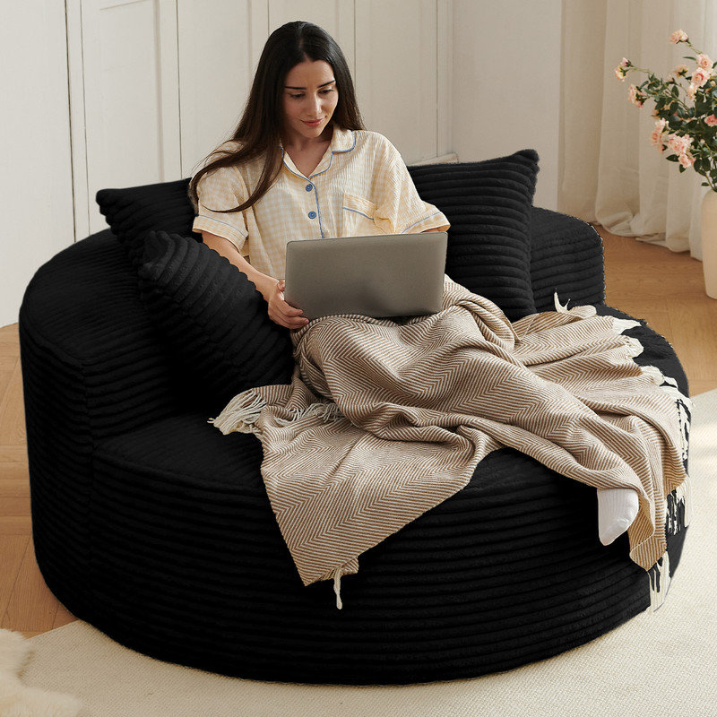 Très grand fauteuil d'appoint Boneless, Noir, noir, noir, noir