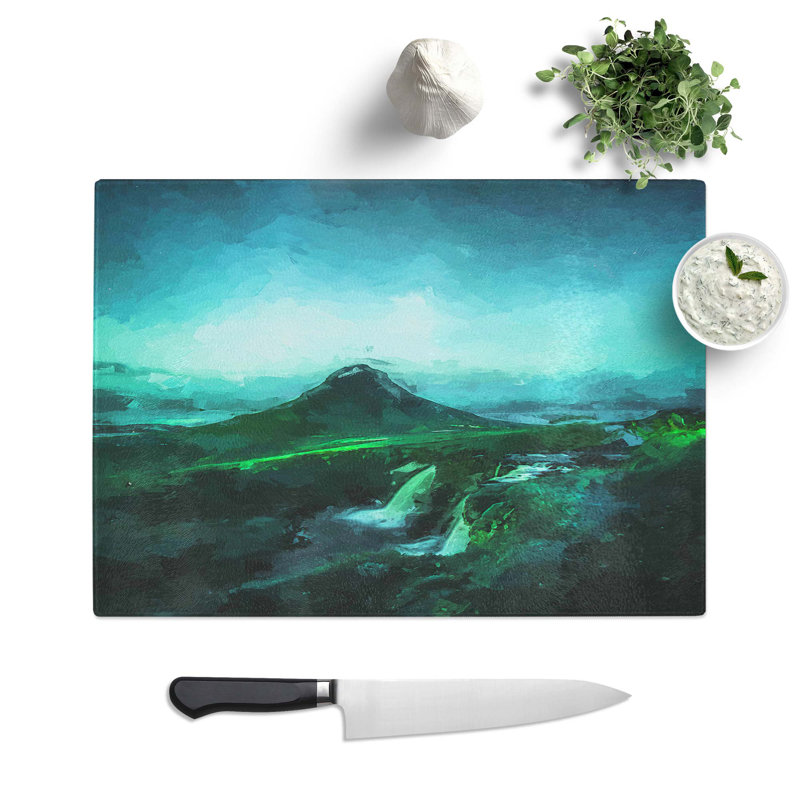 Tempered Glass Waterfalls Chopping Board, 28.5 cm W x 20 cm L