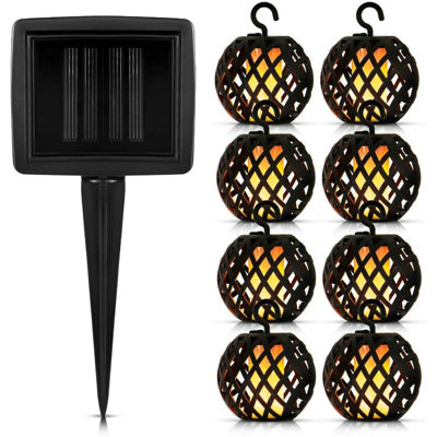 LED Solar Powered 8 - Bulb Shaded String Light