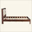 Structure de lit plateforme en bois massif avec tête de lit tapissier en velours beige, aucun sommier tapissier requis-129743465-129743464