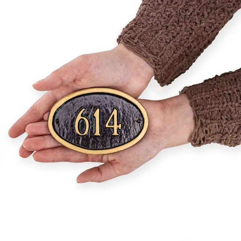 1-Line Wall Address Plaque, White/Black