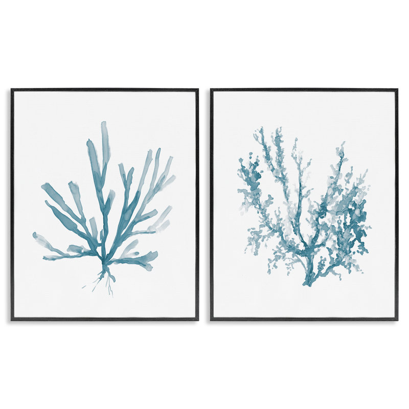 «Simple Abstract Coral Branches», ensemble de 2 impressions encadrées, par Carol Robinson, Giclée encadrée noir minuit