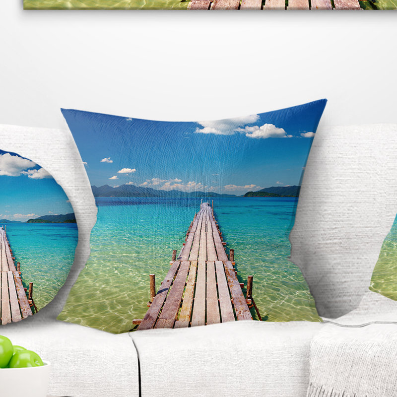 Coussin décoratif en bois de paradise tropical en bois seascape, 18 po x 18 po, Coussin décoratif