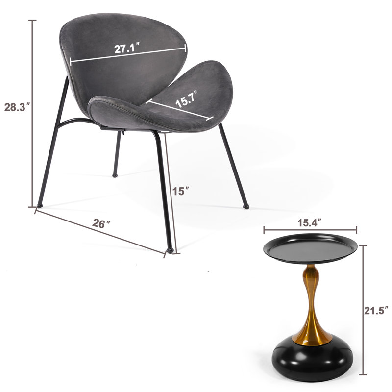 Fauteuil d'appoint en velours Voletta, Velours gris