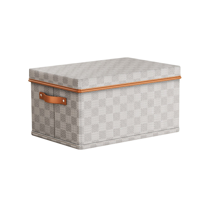 Clothes Storage Box Non-woven Fabric Checkerboard Pattern  And Cover Clothes Storage Box Home Organizing Box Basket Toy Storage Box