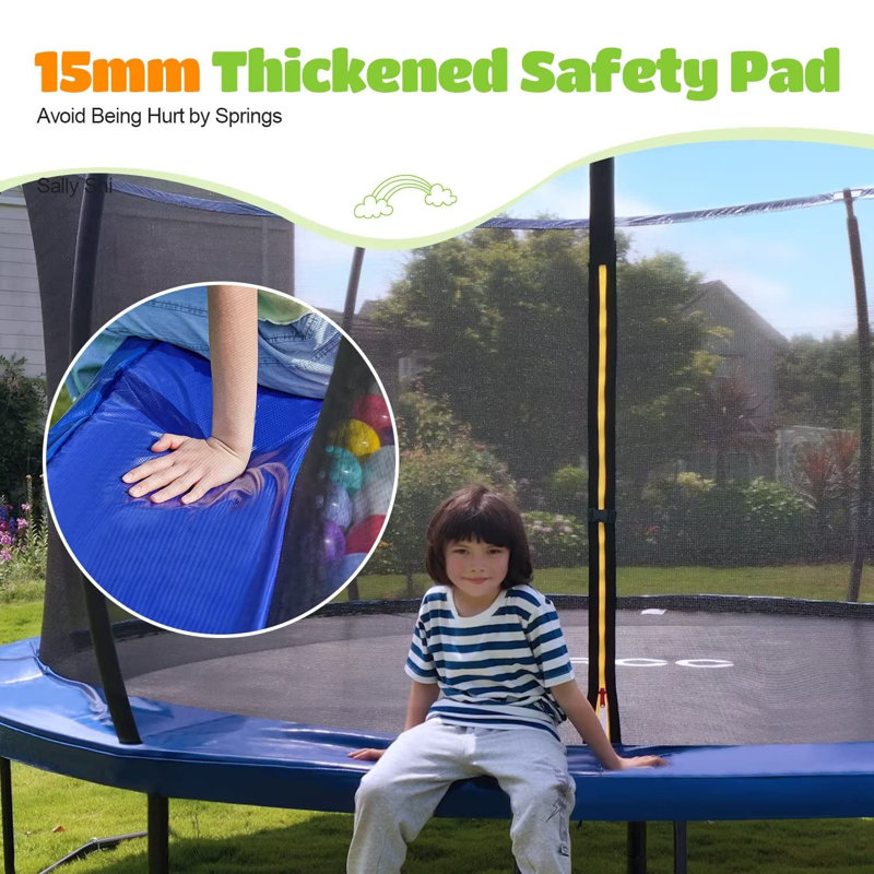 Trampoline d'extérieur robuste de 12 pi avec capacité de poids de 12 lb pour enfants adultes avec enceinte de sécurité Maxlead