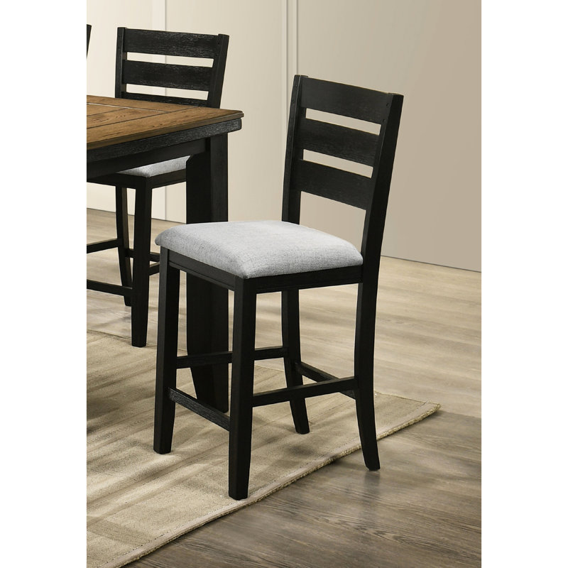 Chaises de salle à manger à hauteur de comptoir gris anthracite, 2 pièces avec revêtement en tissu moelleux et tabourets à dossier en bois gris anthracite, support en bois