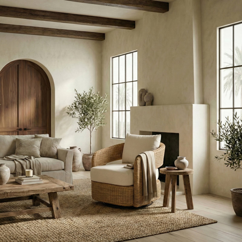 Chaise pivotante en rotin Leanna