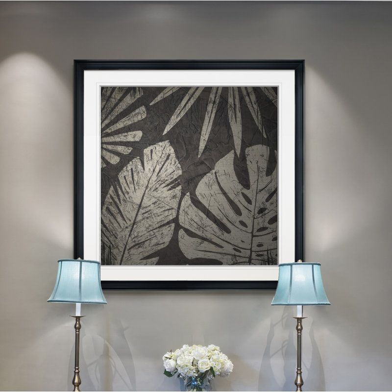 « tribal palms i », peinture, H 16 po x l 16 po x P 1,5 po, Cadre noir