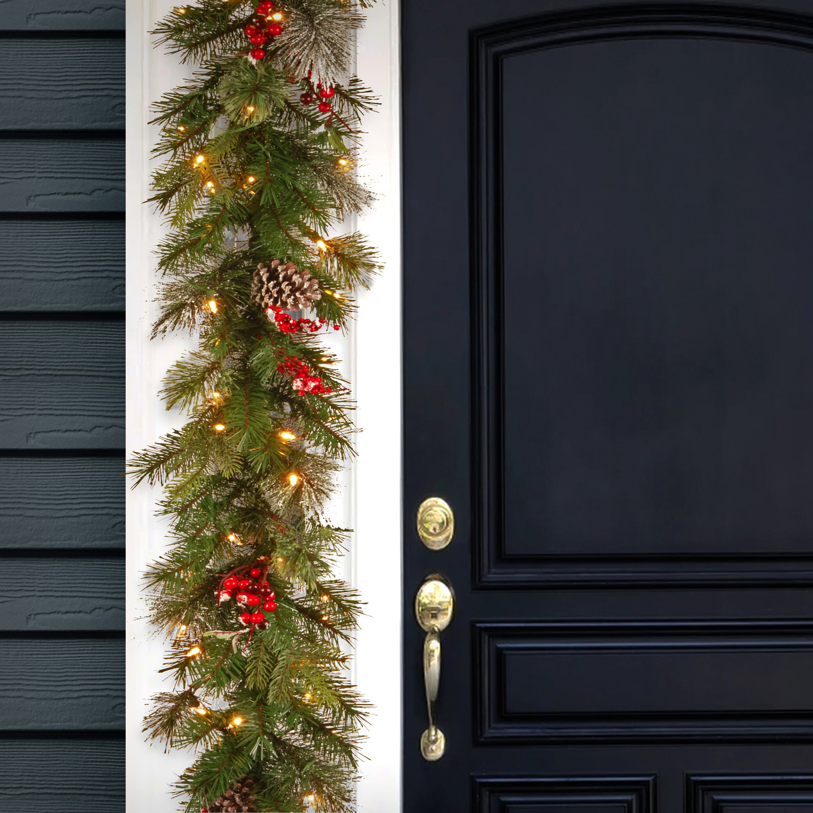 The Holiday Aisle® 9ft. Wintry Berry Garland with Clear Lights