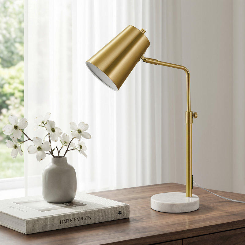 Lampe blanche 20 po Vazquez, Doré