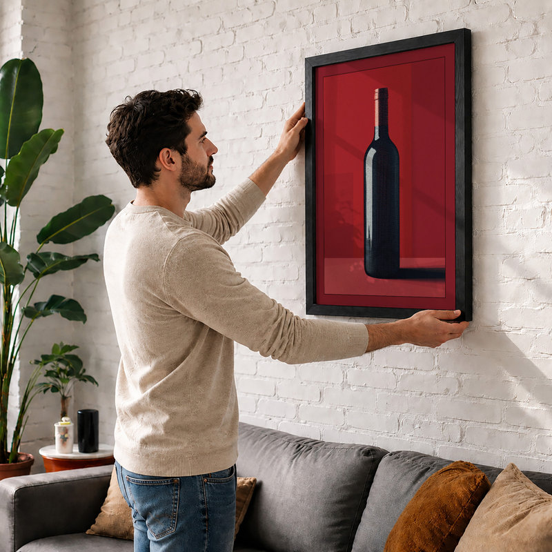 Burgundy Wine Modern - Framed Print, Oak, A4 - 29.7 x 21.0 cm