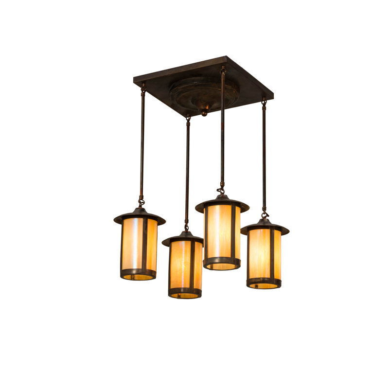 Luminaire suspendu cylindrique unique / remarquable à 4 lumières Fulton Prime