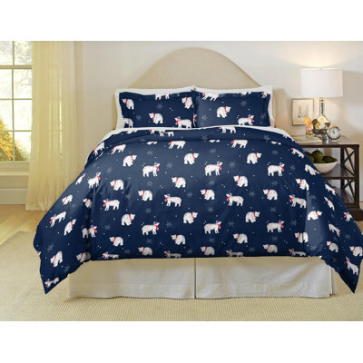 Pointehaven 180 GSM 100% Soft Cotton Super Heavy Weight Flannel Printed Oversized Duvet Set