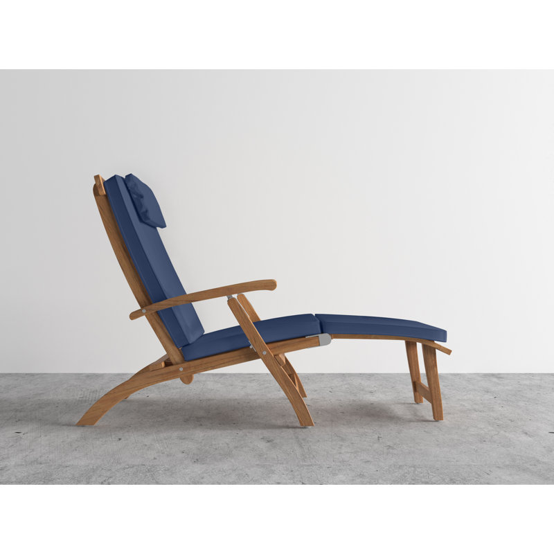 Steamer Reclining Chaise Lounge with Sunbrella Canvas Cushion, Blue