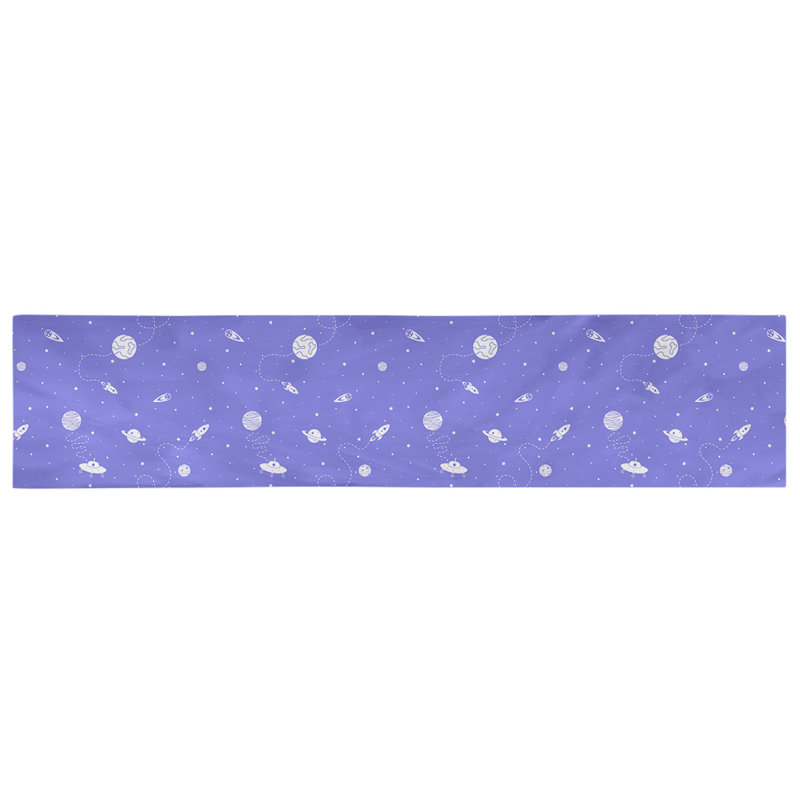 Chemin de table géométrique avicia, 72 po x 16 po, Coton, Bleu