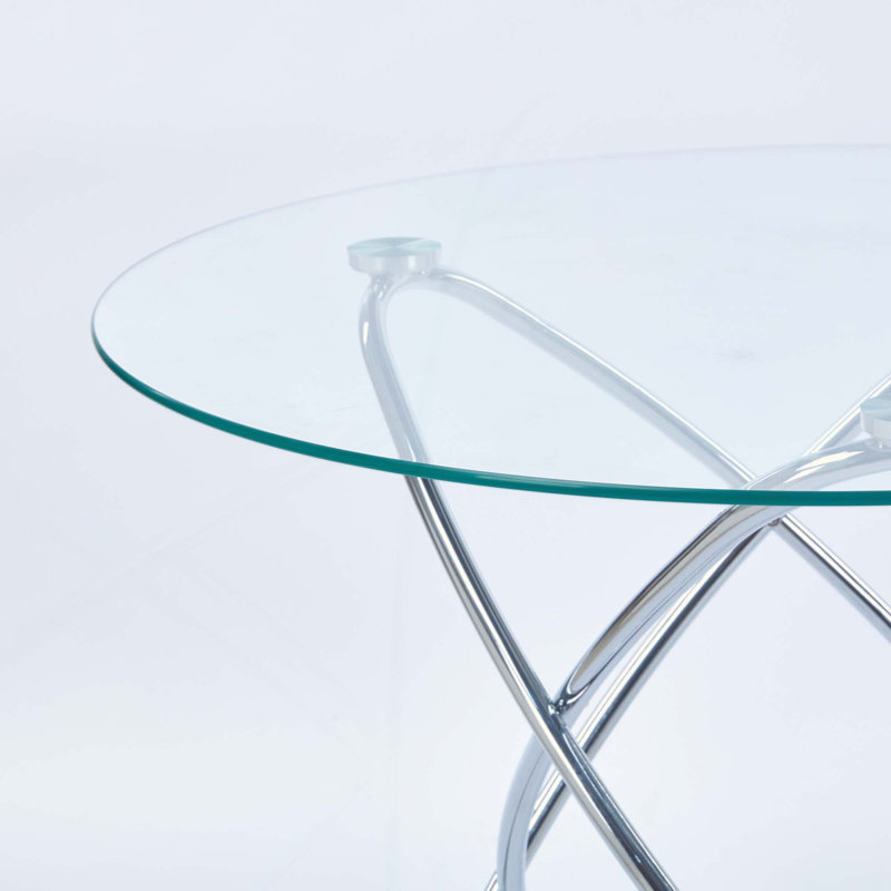 Ensemble de salle à manger 1 + 4,5 pièces, table de salle à manger Mid-Century pour 4 à 6 personnes avec plateau en verre, table de salle à manger à piédestal, table basse de loisirs.