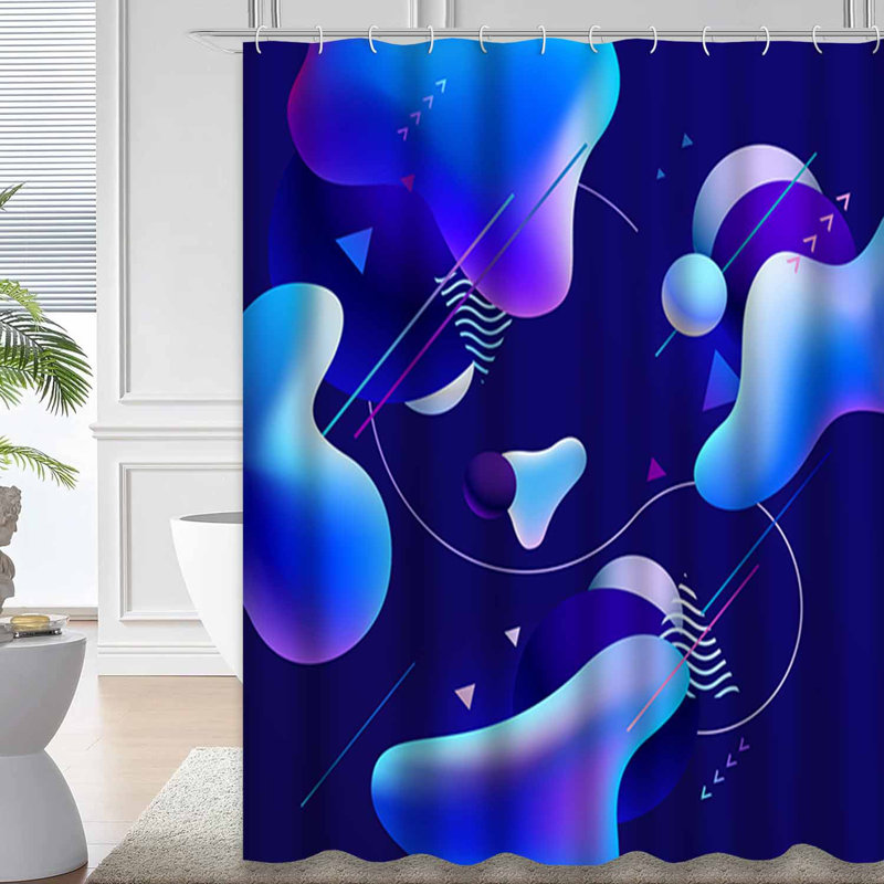 Rideau de douche bleu imperméable, rideaux de douche pour la salle de bain avec 12 crochets, L 72 po x l 84 po
